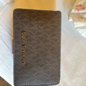 Michael Kors Textured Brown Wallet with Gold Logo